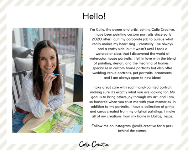 About Colle Creative and how Colle started her business.