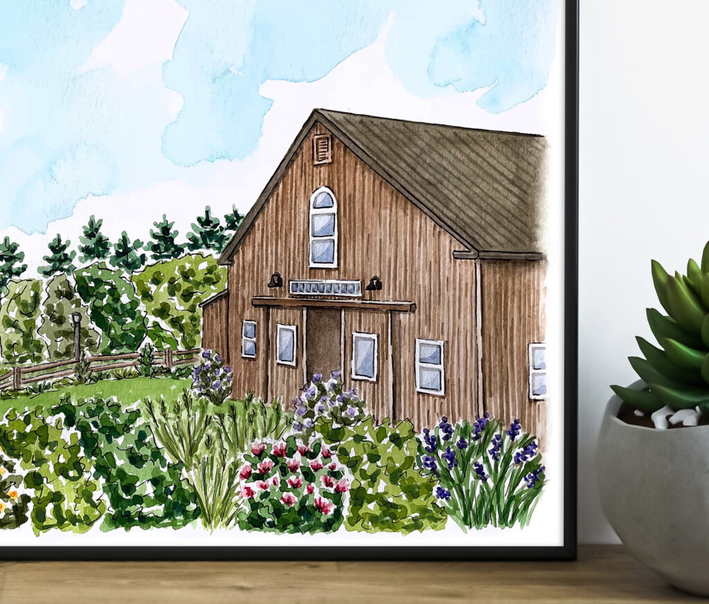 A close up photo of a barn painting by Colle Creative.